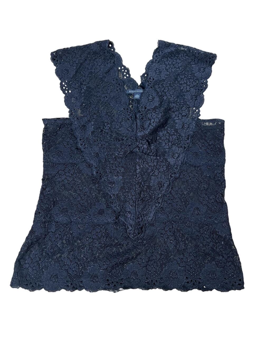 Banana Republic Tank Womens L Black Lace V-Neck Floral Lightweight Camisole